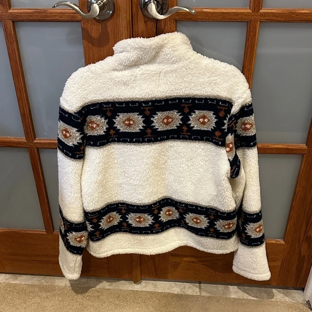 Lucky Brand White and Navy Teddy Jacket​​ - Picture 4 of 7